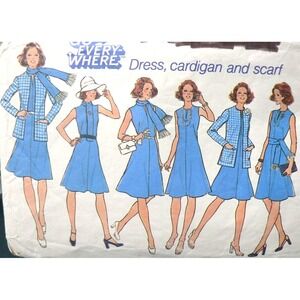 Vintage‎ Simplicity Sewing Pattern 6850 Women's Dress Cardigan & Scarf Size 12